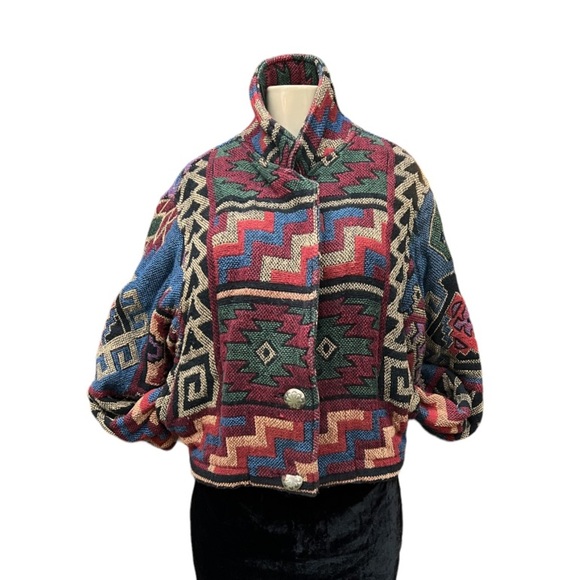 Unique Handmade Aztec Print Colorful Boho Jacket - Picture 4 of 11